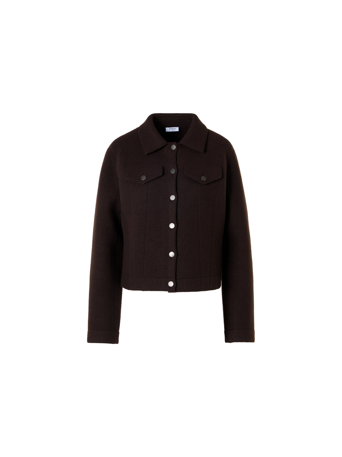 Designer Denim Style Jacket in Boiled Wool - brown