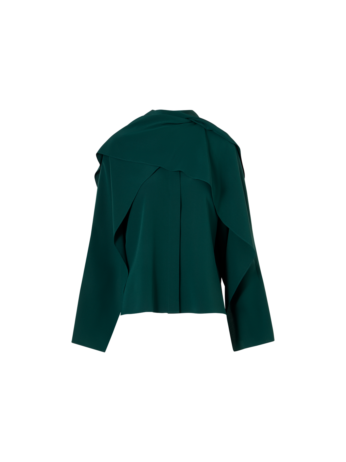 Designer Silk Crêpe Blouse with Flared Panel Sleeves - green