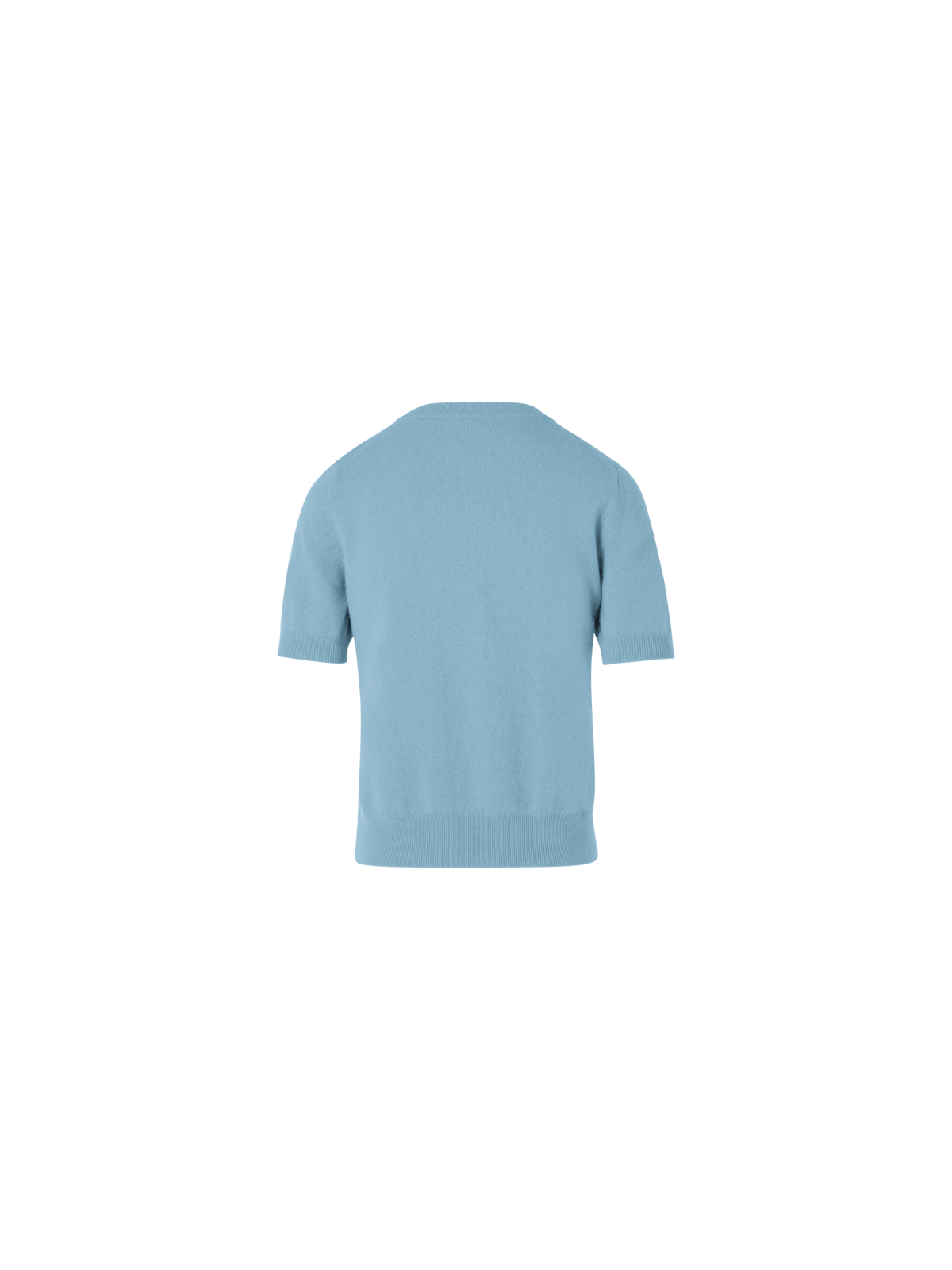 Designer Wool Cashmere Knit Sweater with Short Sleeves - blue