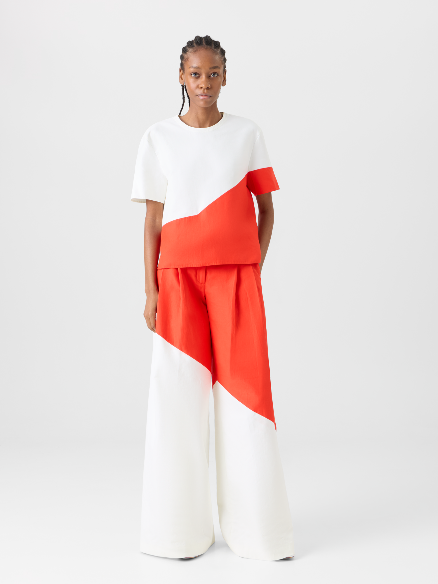 Designer Cassie Wide Pants with Polygon Patchwork - multicolor 