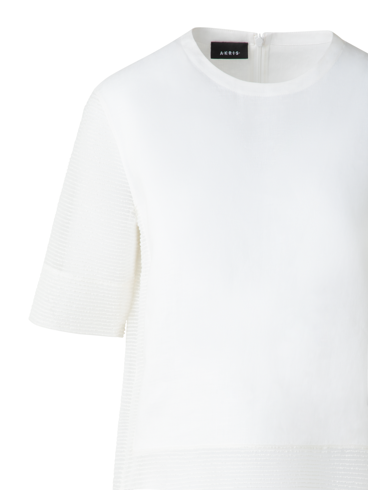 Designer Linen Tunic Blouse with Sheer Sleeves and Side - neutral - ecru - white