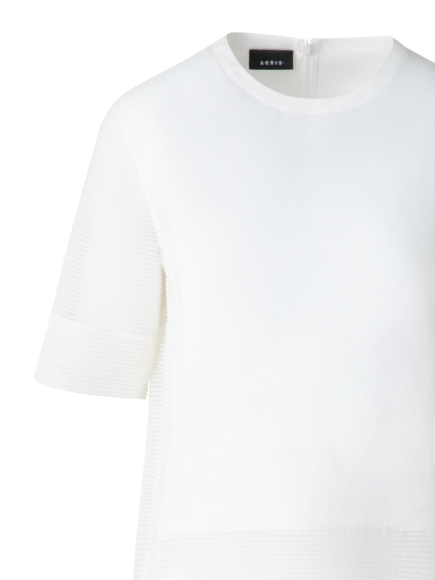 Designer Linen Tunic Blouse with Sheer Sleeves and Side - neutral - ecru - white