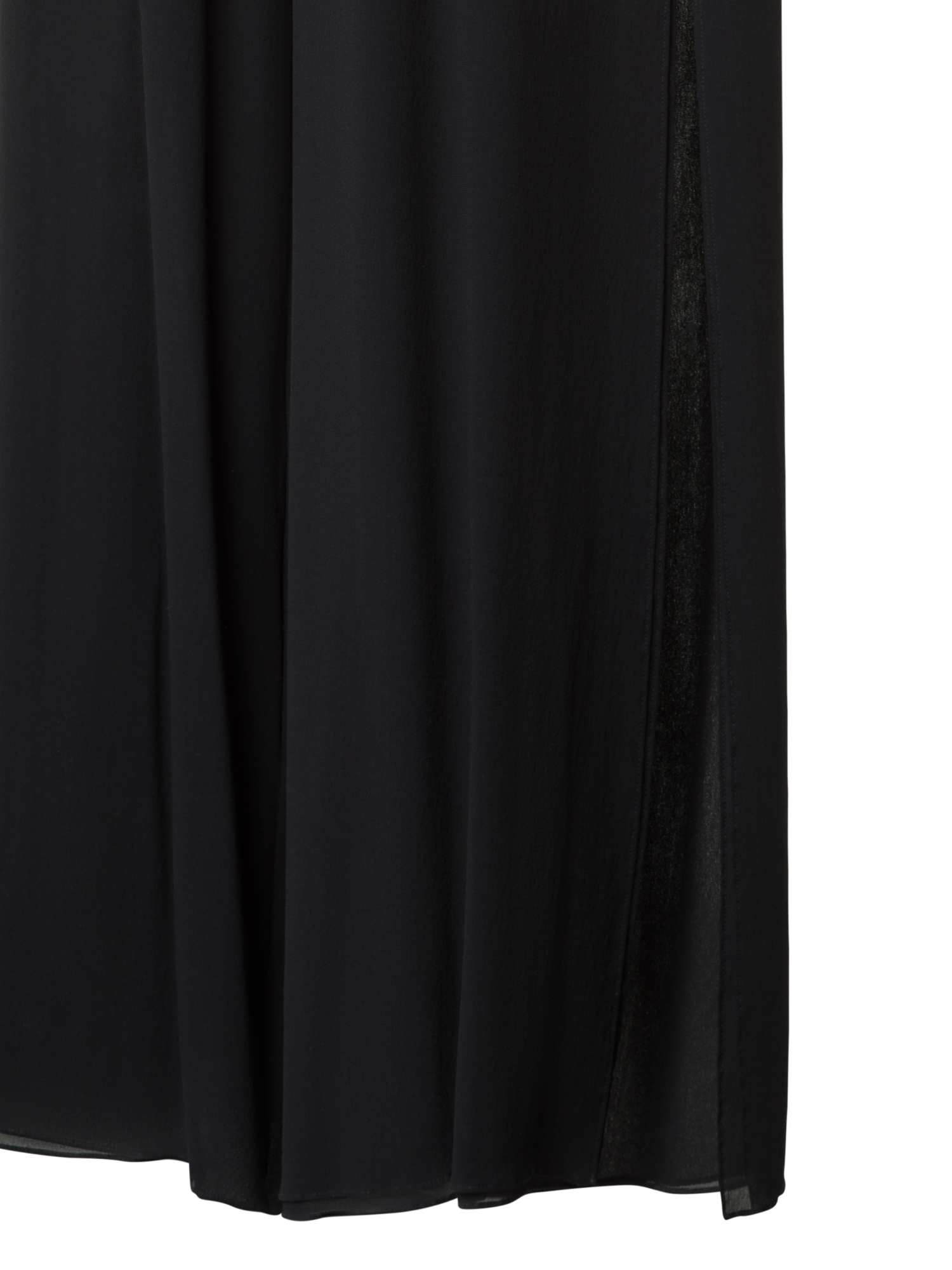 Designer Palazzo Silk Pants with Side Slits - black - neutral