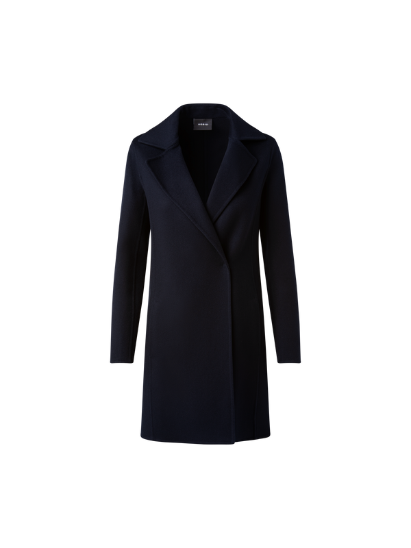 Designer Lightweight Double-Face Cashmere Coat - navy - blue