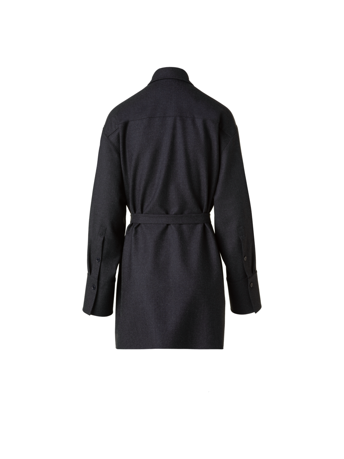 Designer Oversized Wool Flannel Tunic Blouse - neutral - grey