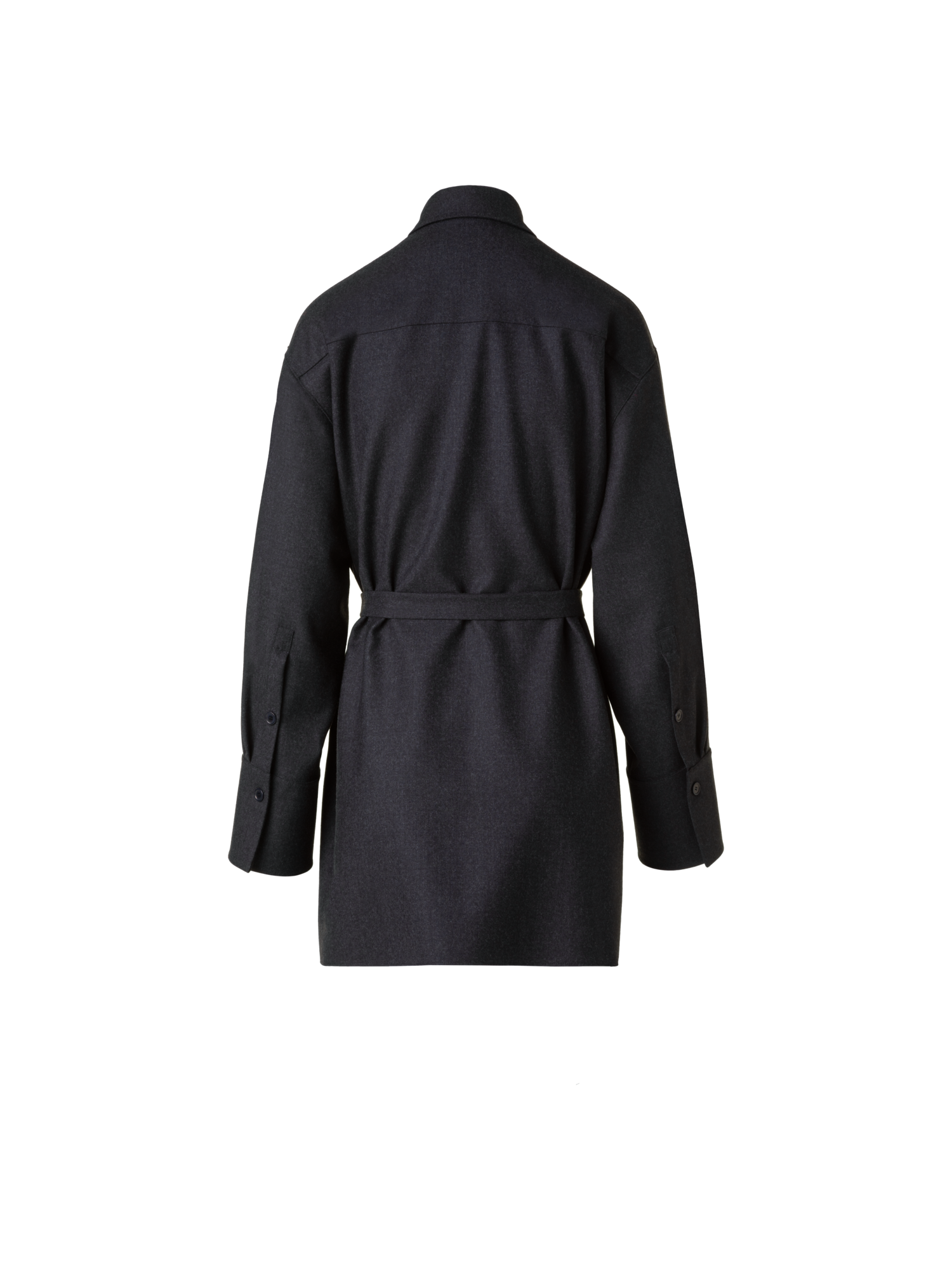 Designer Oversized Wool Flannel Tunic Blouse - neutral - grey