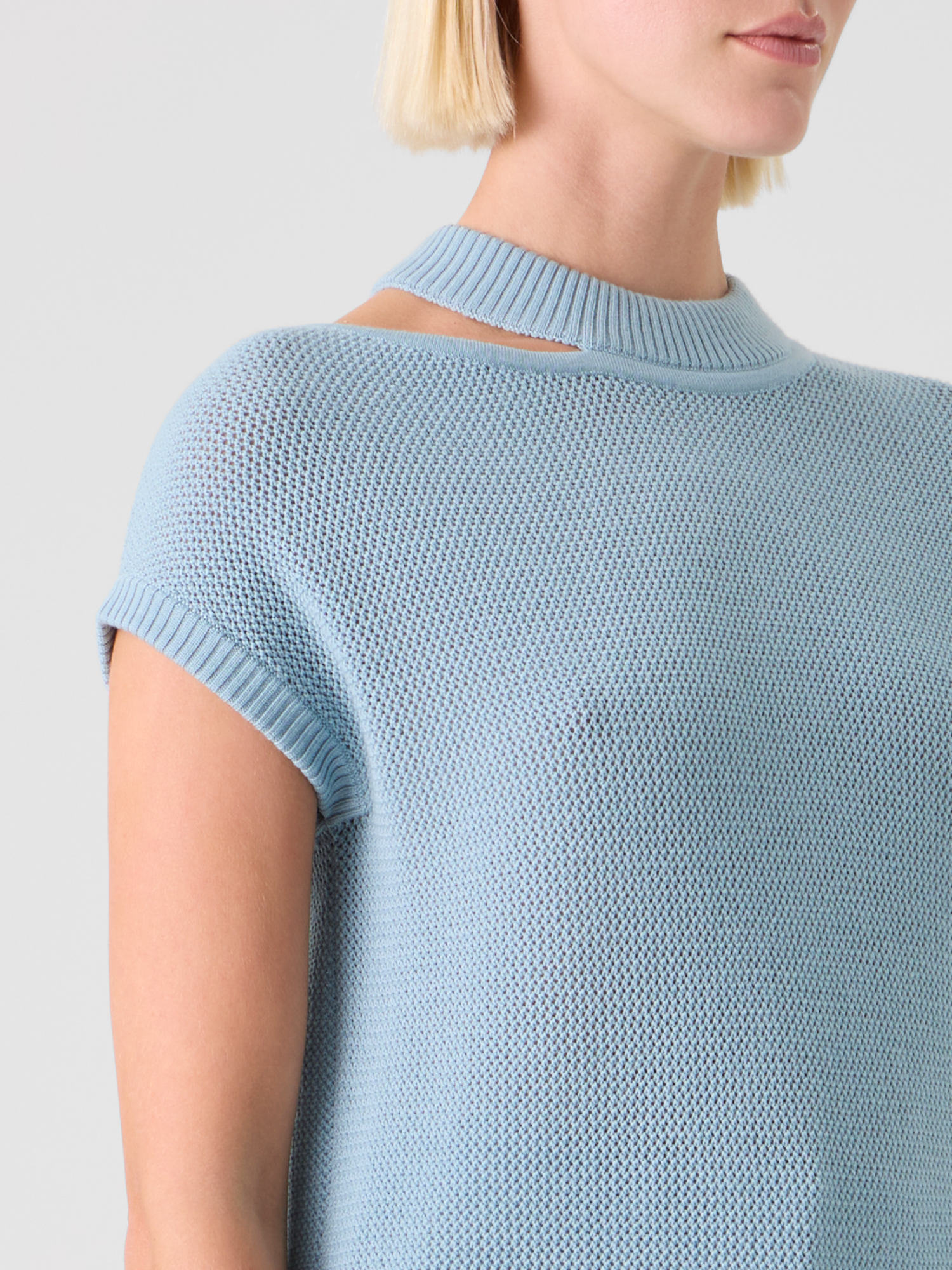 Designer Lightweight Merino Mesh Pullover - blue 