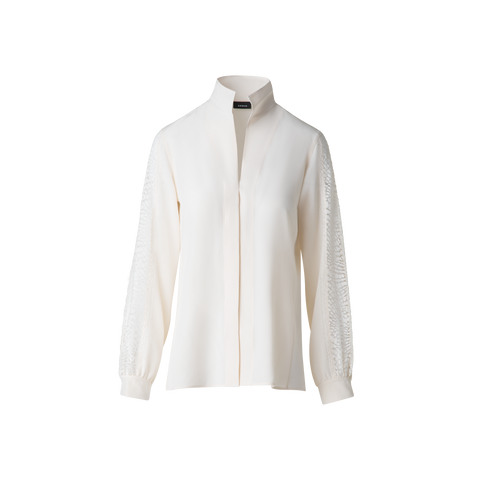 Silk Blouse with Wave Lace