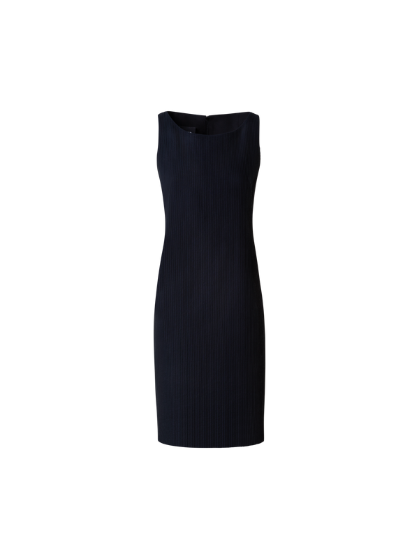 Designer Cotton Sheath Dress with Stitched Pleats - black