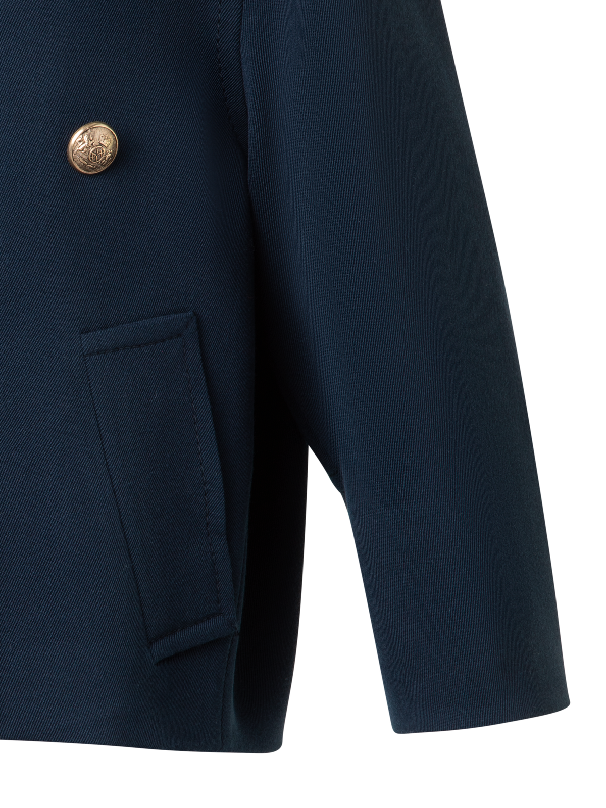Designer Double-Breasted Wool Pea Coat - navy - blue