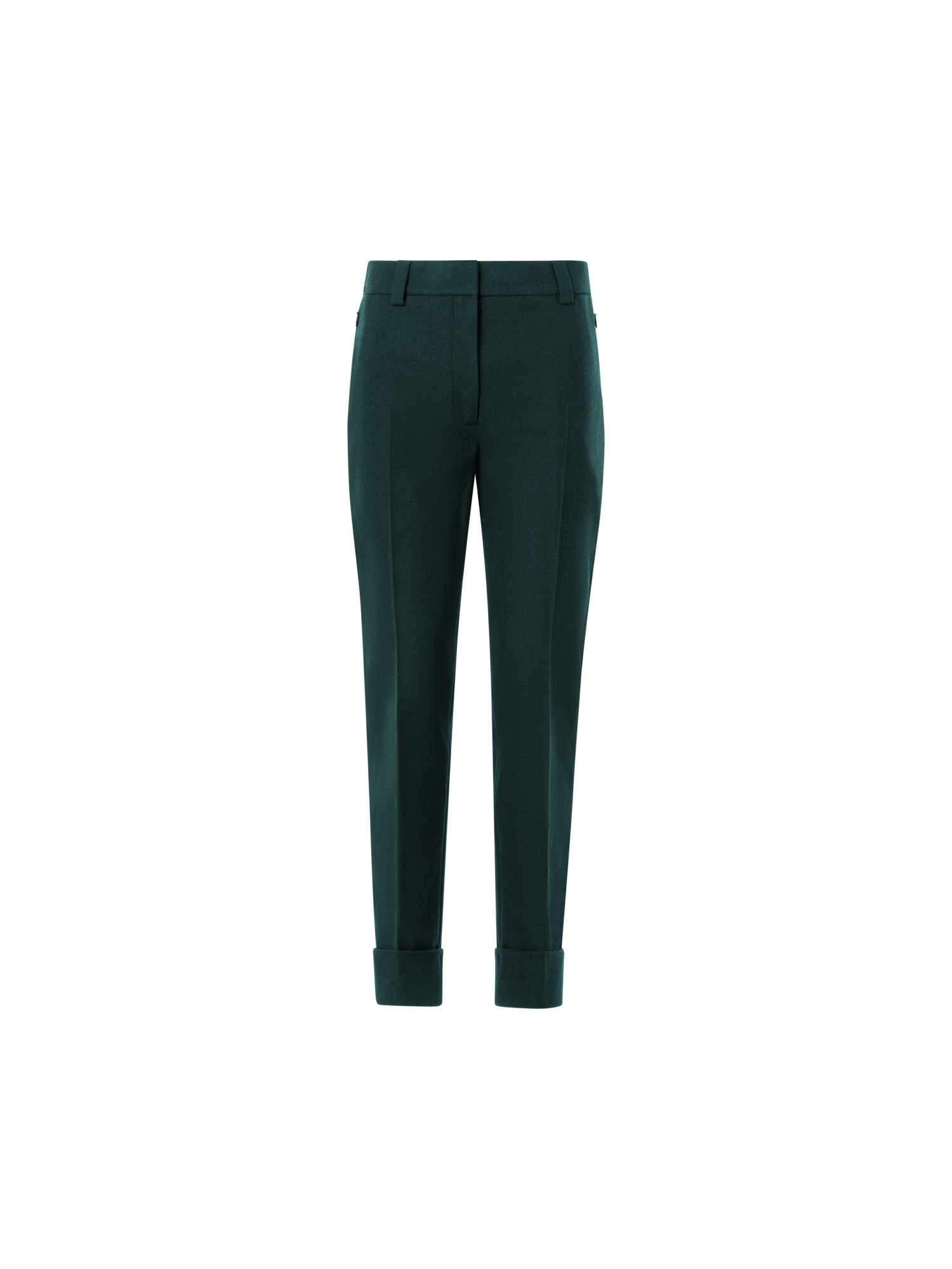 Designer Cuffed Tapered Flannel Pants - green