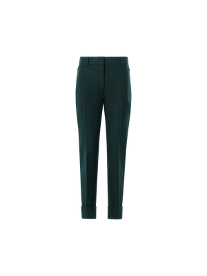 Designer Cuffed Tapered Flannel Pants - green