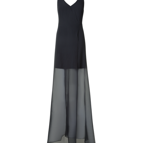 Sheer Silk Gown with Double-Layer