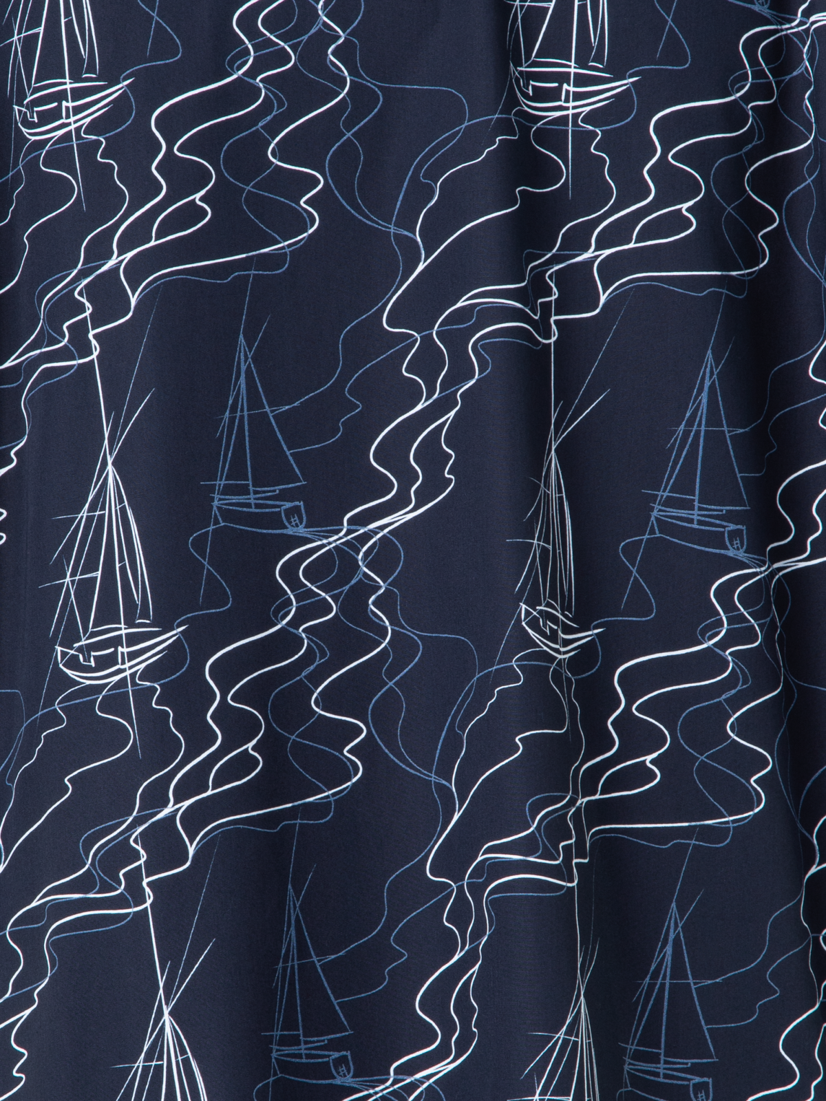 Designer Boxy Blouse in Cotton with Sailboat Print - navy - blue - multicolor