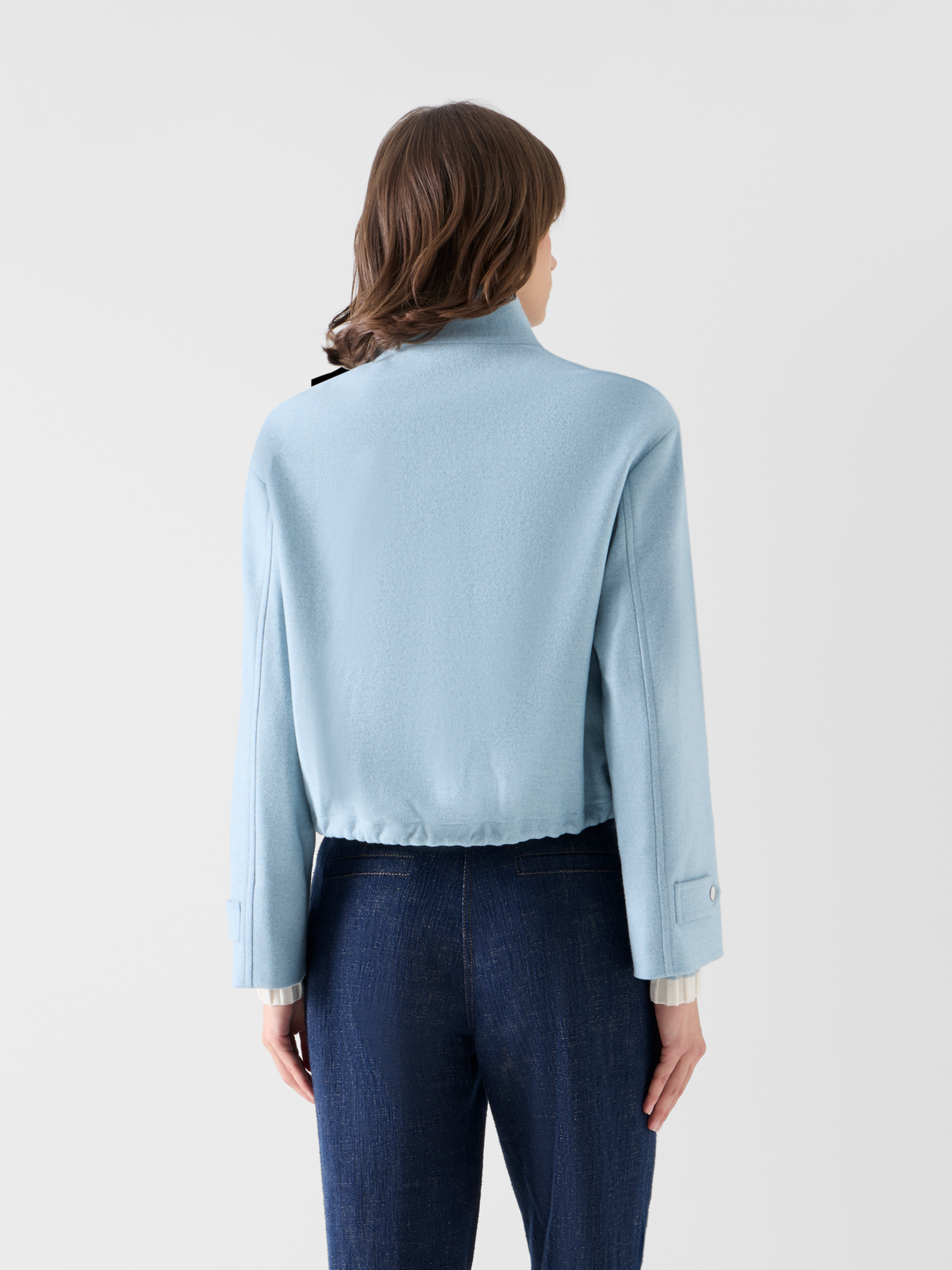 Designer Blouson Jacket in Wool Blend - blue #editorial