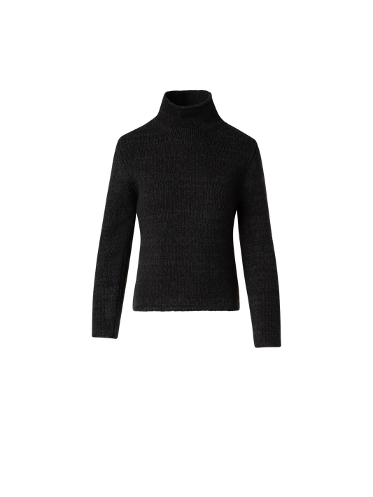 Designer Mouliné Cashmere Wool Mock Neck Sweater - green