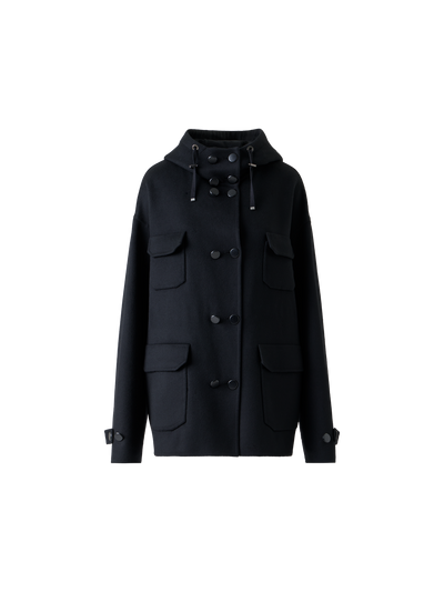 Designer Double-Breasted Cashmere Double-Face Parka - black - neutral