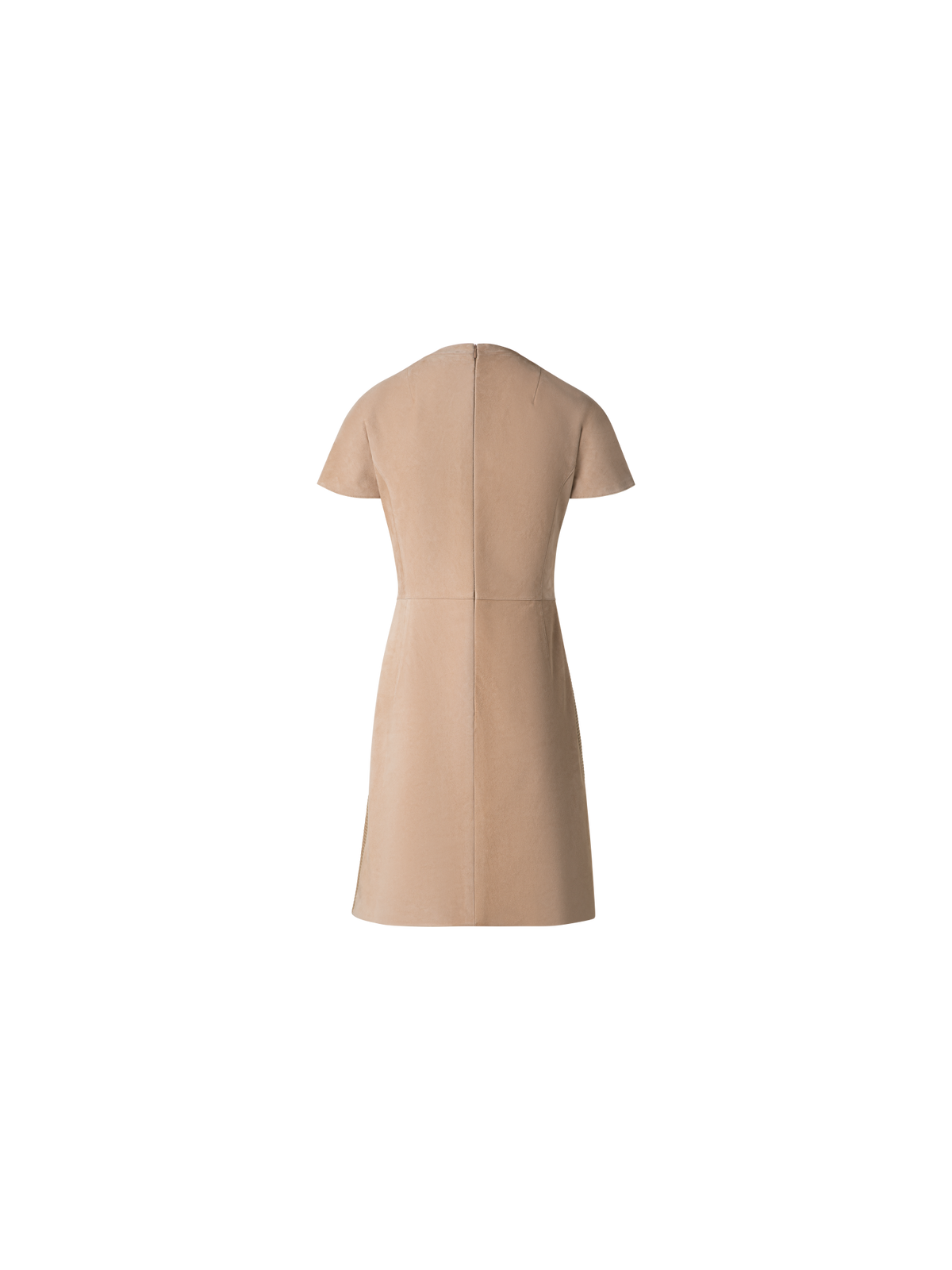 Designer Soft Cotton Raffia and Suede Leather Dress - beige