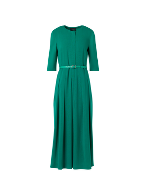 Designer Long-Sleeve Wool Shelly Midi Dress - green