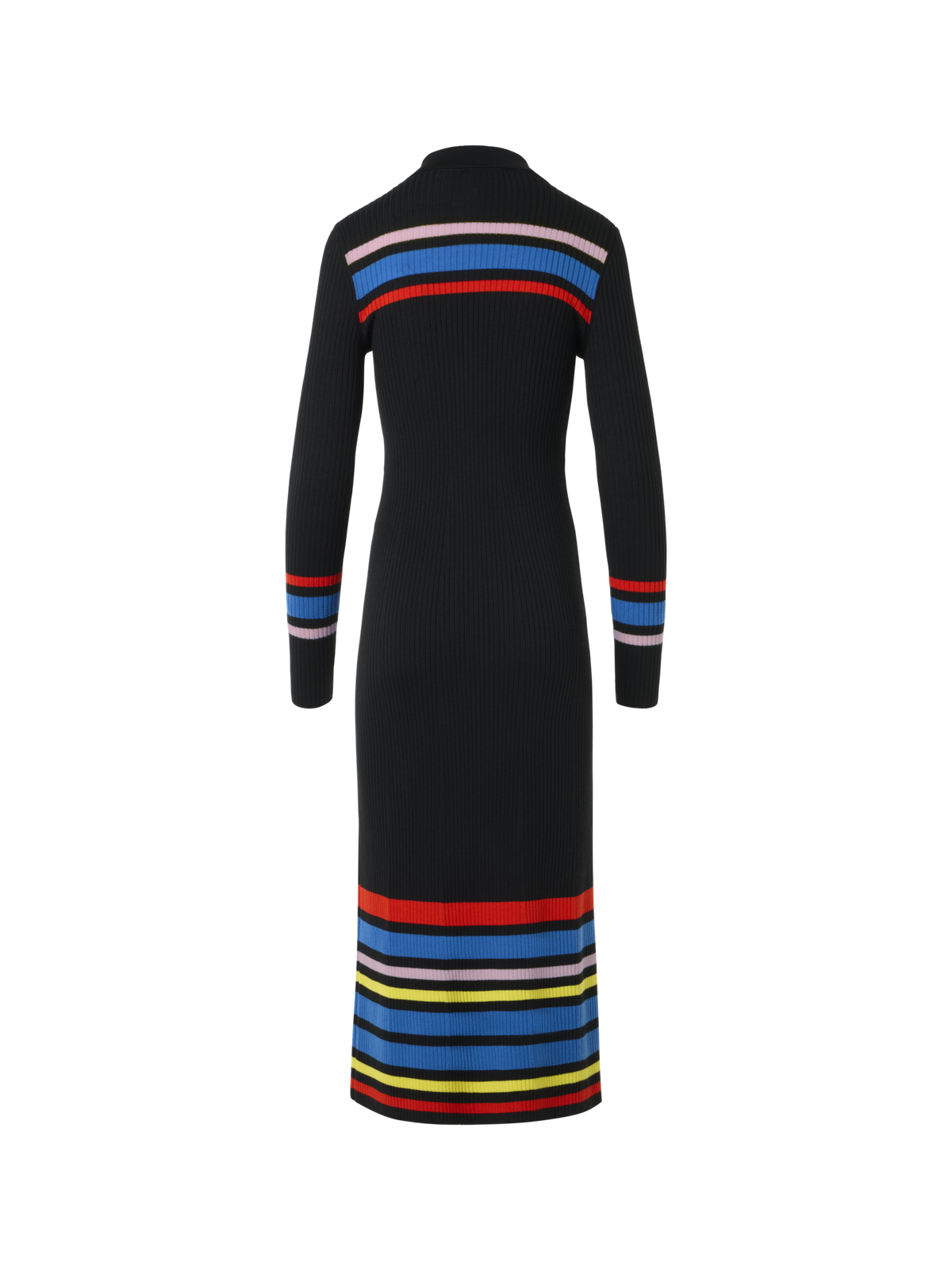 Designer Color-Block Ribbed Knit Polo Dress