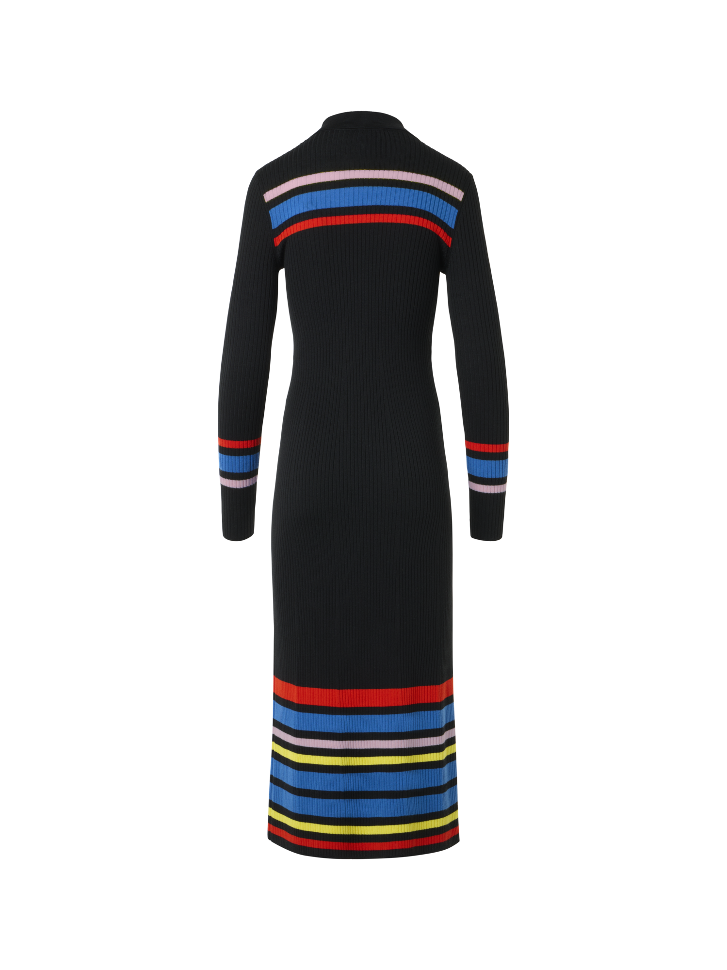 Designer Color-Block Ribbed Knit Polo Dress