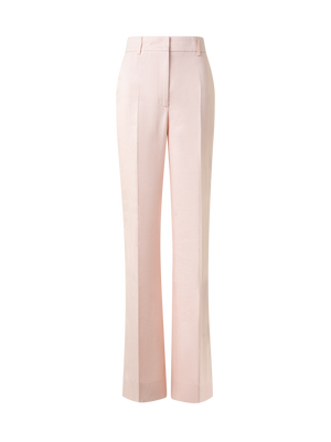 Designer Wide Straight Linen Double-Face Pants - pastel - pink