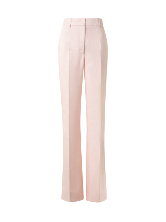 Designer Wide Straight Linen Double-Face Pants - pastel - pink