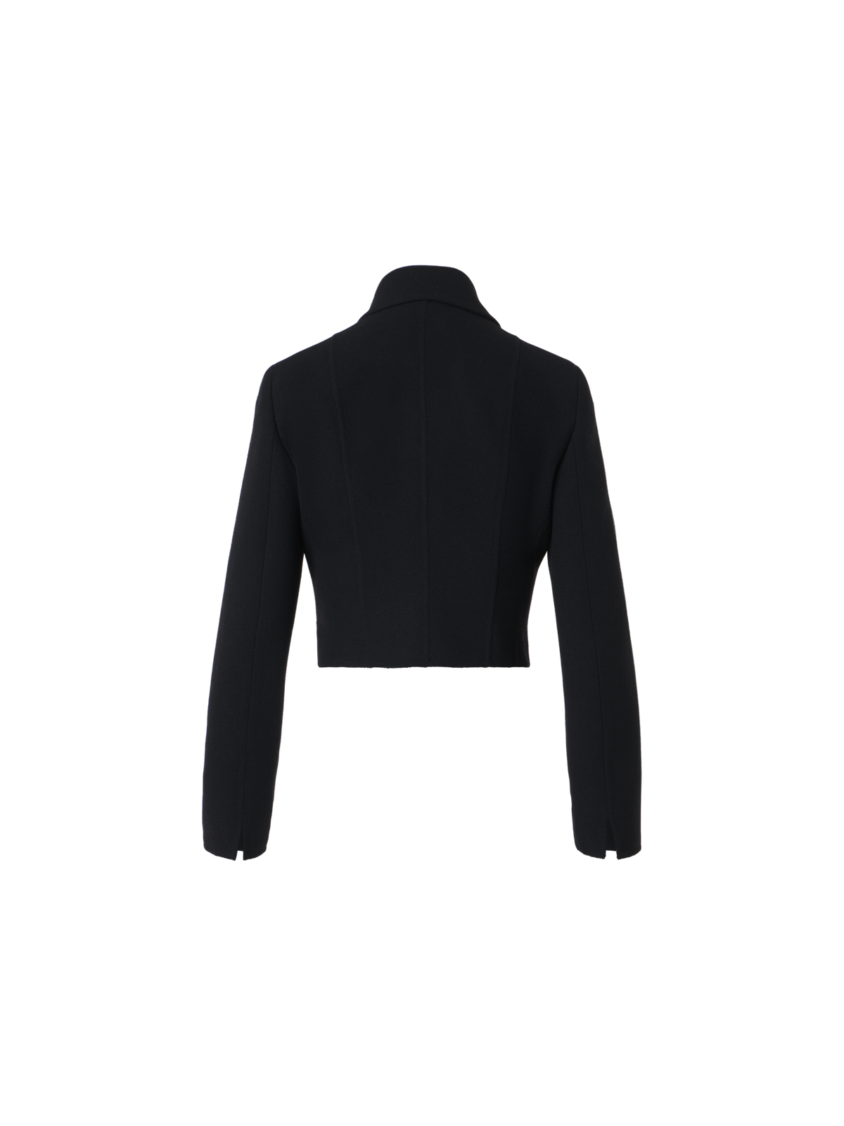 Designer Wool Crêpe Double-Face Short Jacket - black