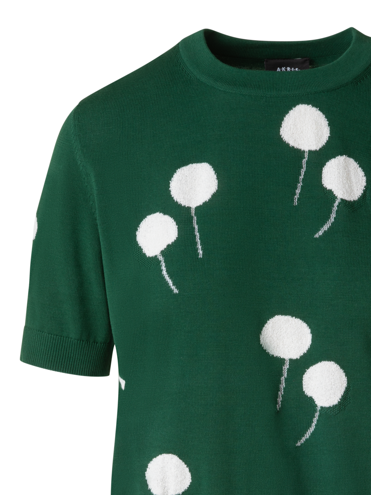 Designer Short Sleeve Cotton Dandelion Sweater - black - multicolor