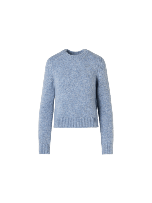 Designer Relaxed Knit Sweater in Fluffy Alpaca - blue