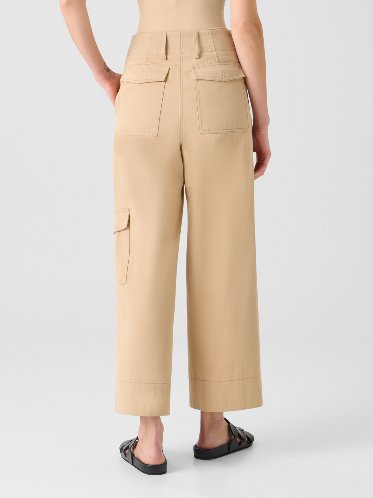 Designer Cargo Pants in Cotton Gabardine - beige #editorial