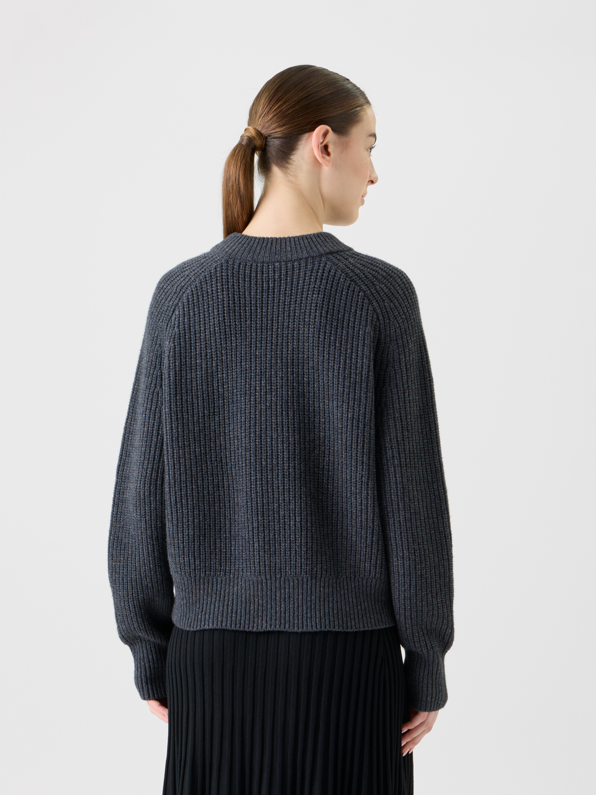Designer Oversized Wool Cashmere Rib Knit Sweater - neutral - grey #editorial