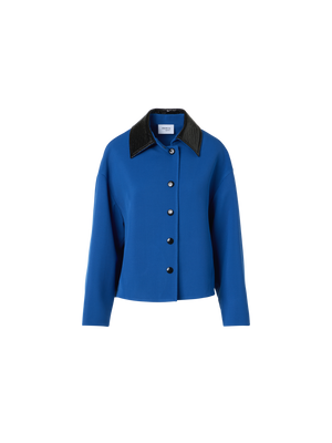 Designer Short Jacket in Heavy Wool Tricotine - blue