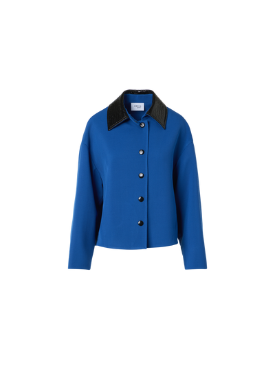 Designer Short Jacket in Heavy Wool Tricotine - blue