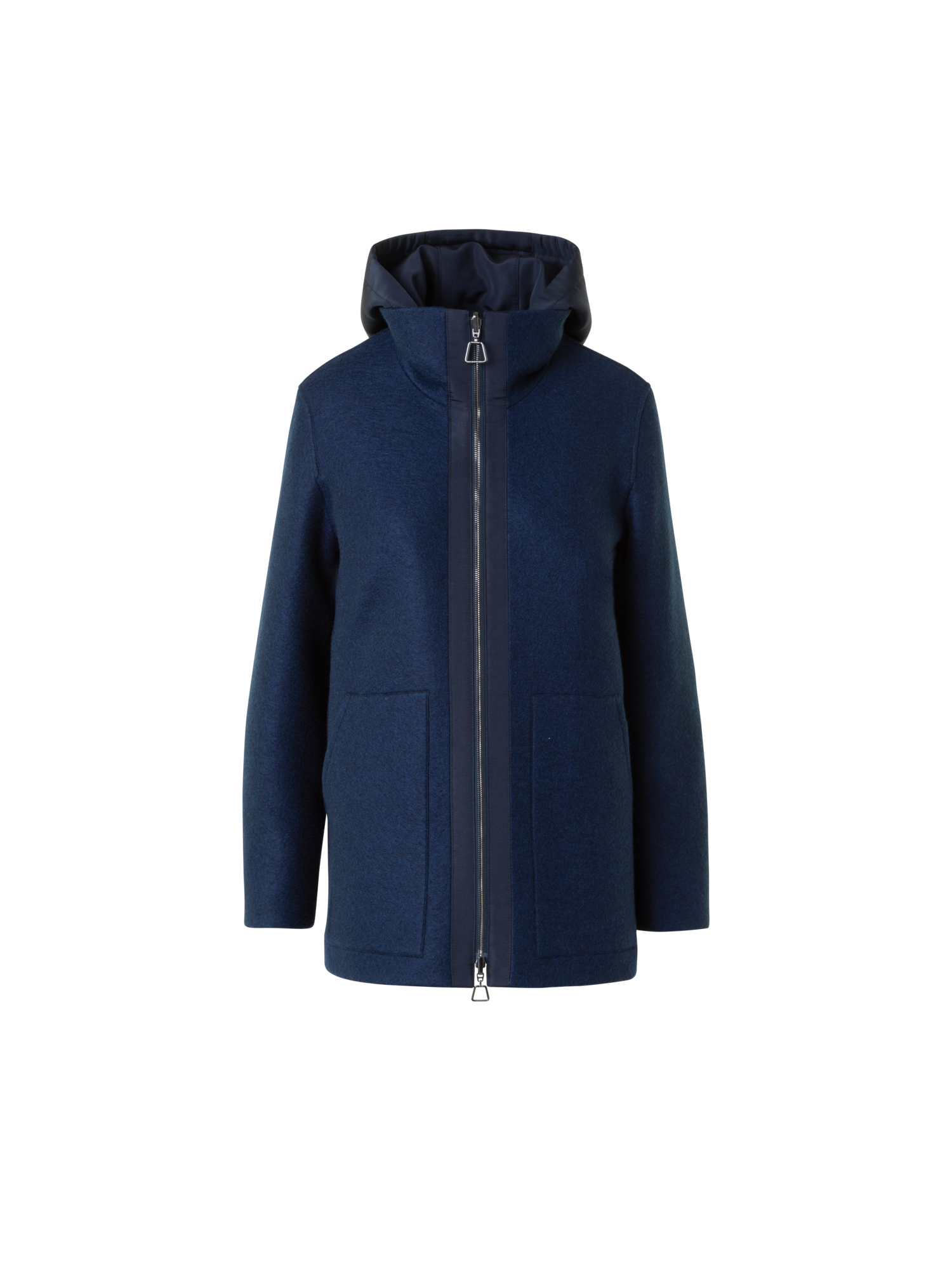 Designer Reversible Cashmere Jacket with Removable Hood - neutral - navy - blue