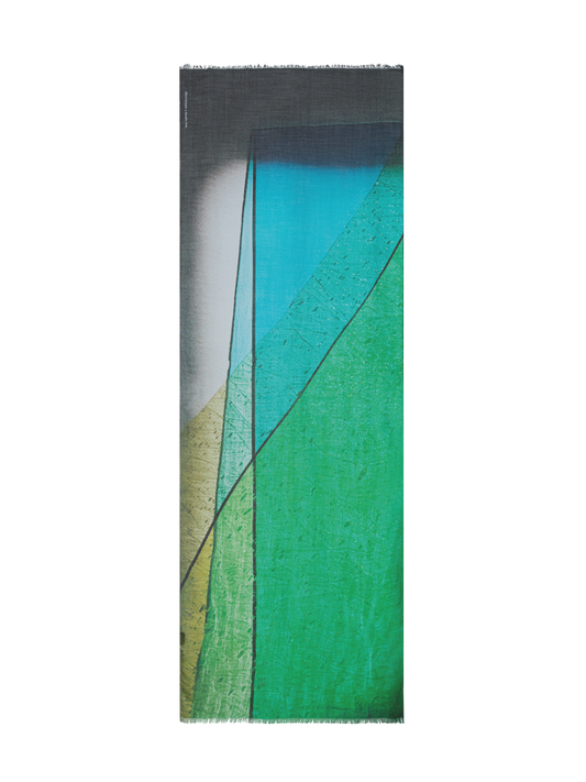 Designer Cashmere Silk Mimosa Liquid Light Print Scarf - multicolor