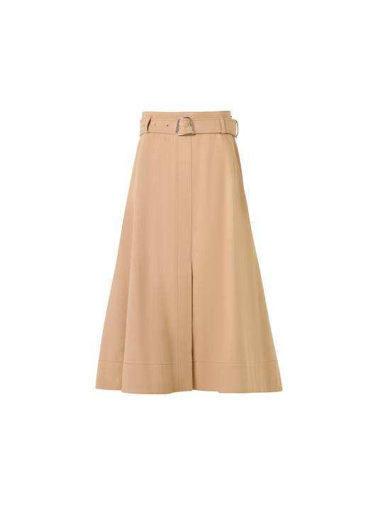 Designer Stretch-Cotton Denim Midi Skirt - beige