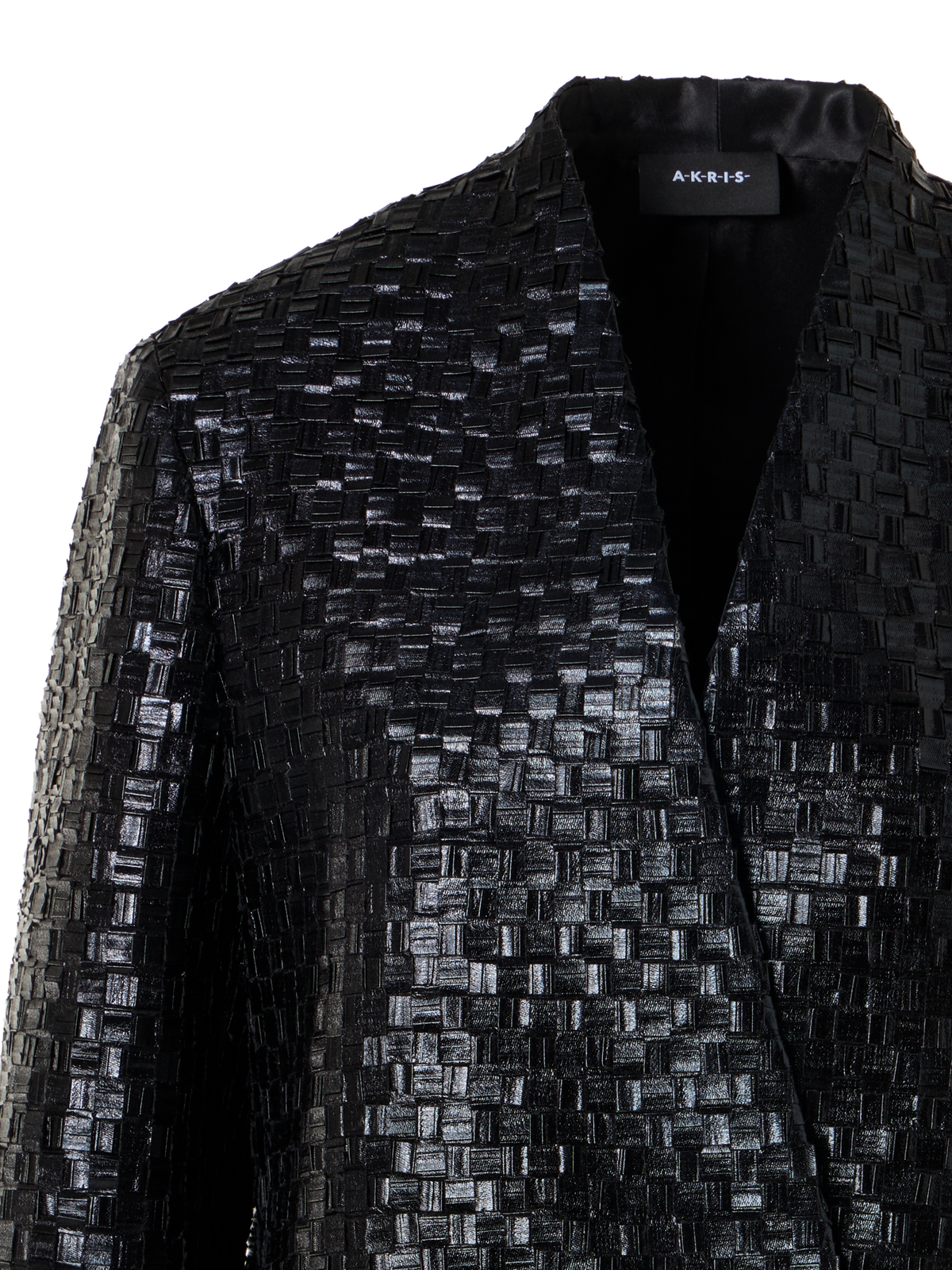Designer Techno Metal Braid Cardigan Jacket - black