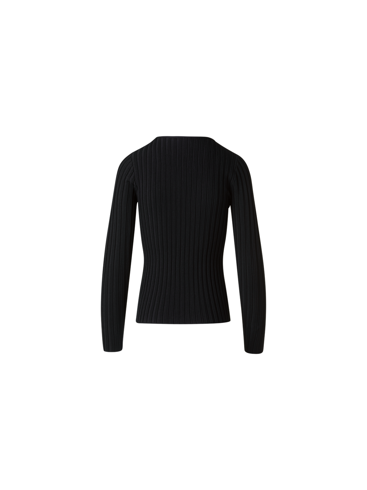 Designer Merino Wool Rib Knit Pullover - black - neutral