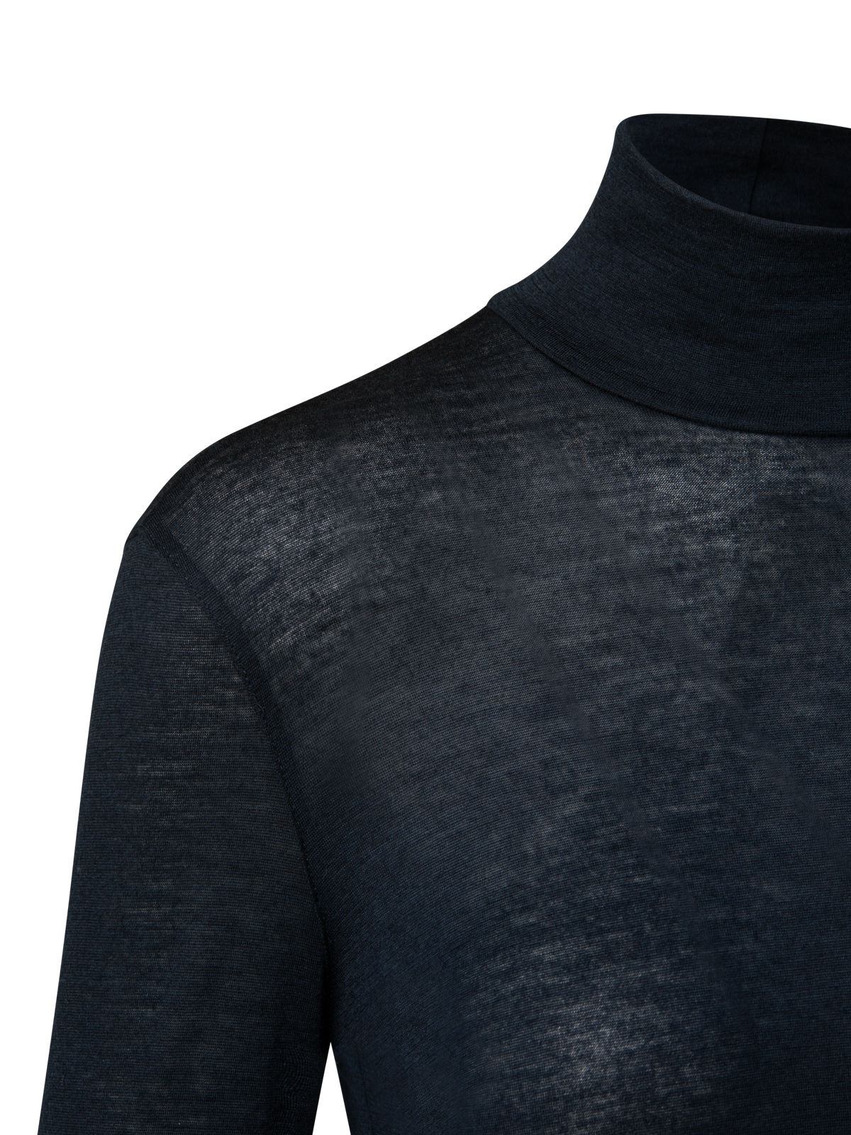 Designer Turtleneck Shirt from Cashmere Silk - navy - blue
