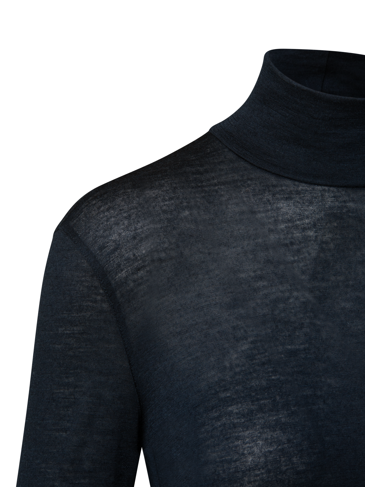 Designer Turtleneck Shirt from Cashmere Silk - navy - blue