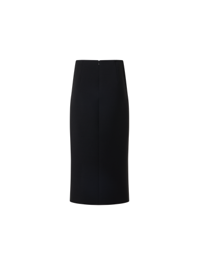 Designer Midi Pencil Skirt in Wool Double-Face - black