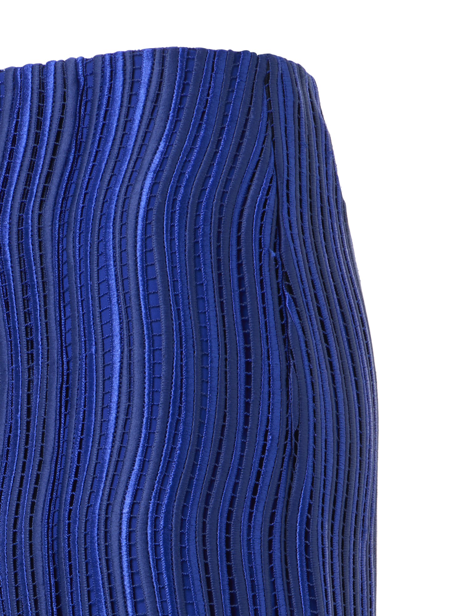 Designer Midi Pencil Skirt in Wave Guipure - blue