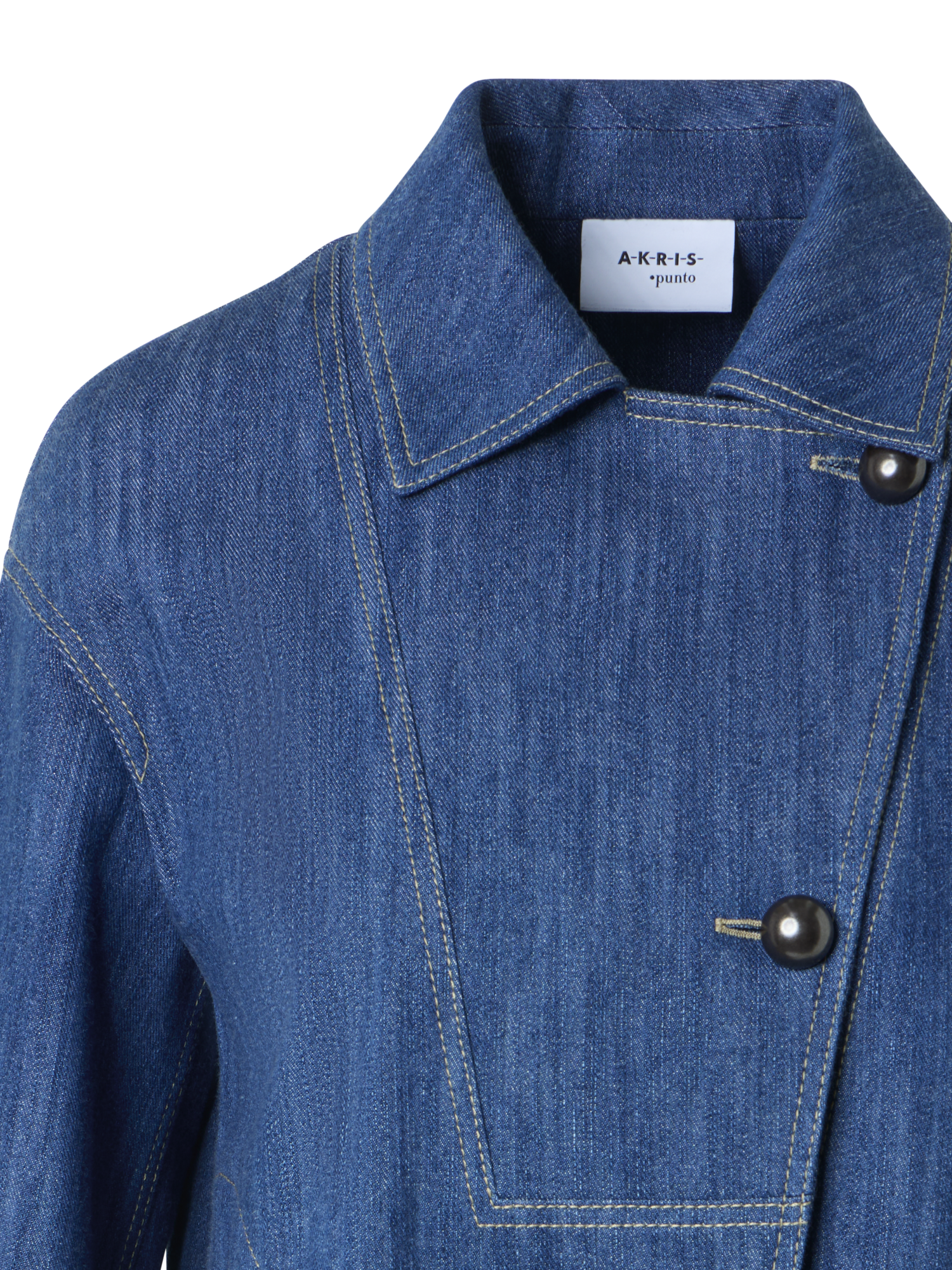 Designer Asymmetric Boxy Cropped Denim Jacket - blue
