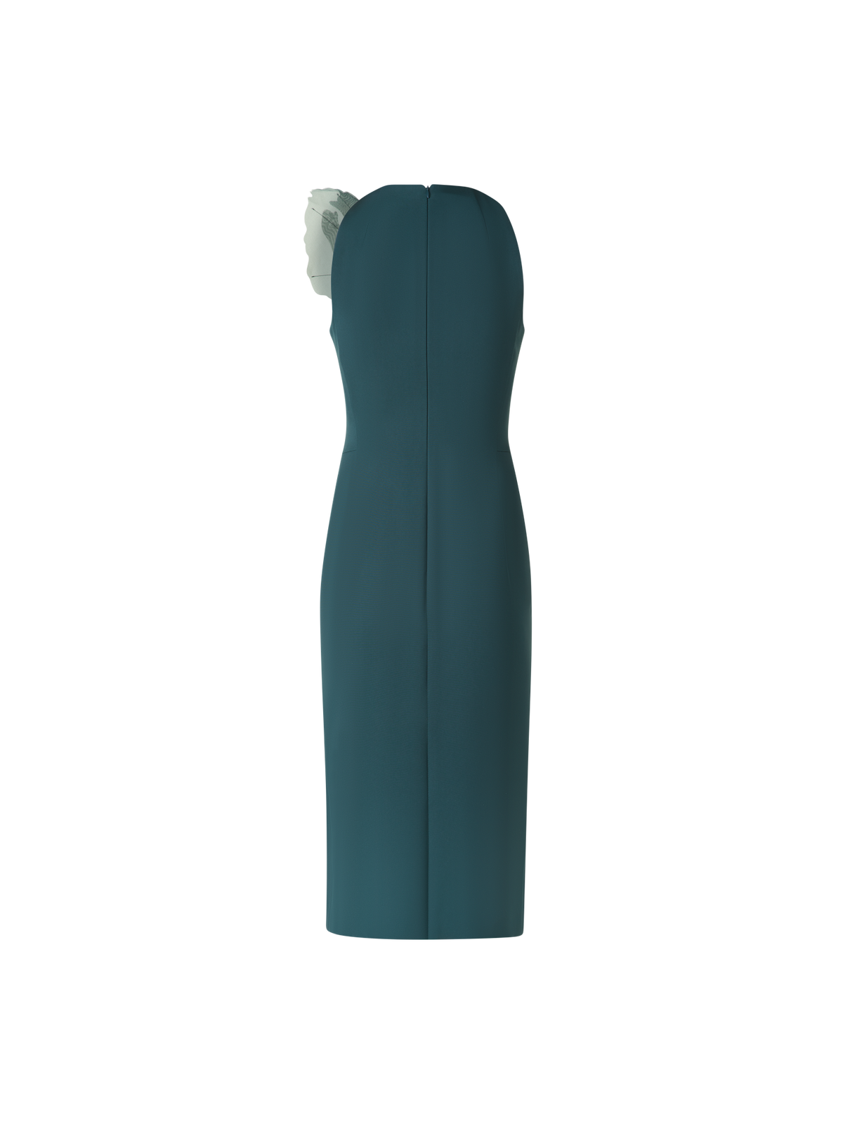 Designer Silk Dress with 3D Anemone - green