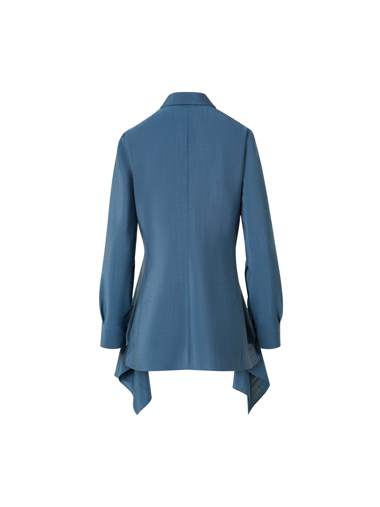 Designer Asymmetrical Blouse in Cool Wool - blue