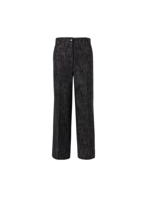 Designer Chiara Wide-Leg Pants in Washed Heavyweight Cotton-Denim - black
