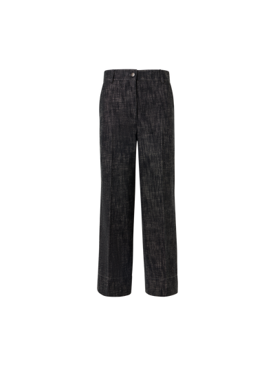 Designer Chiara Wide-Leg Pants in Washed Heavyweight Cotton-Denim - black