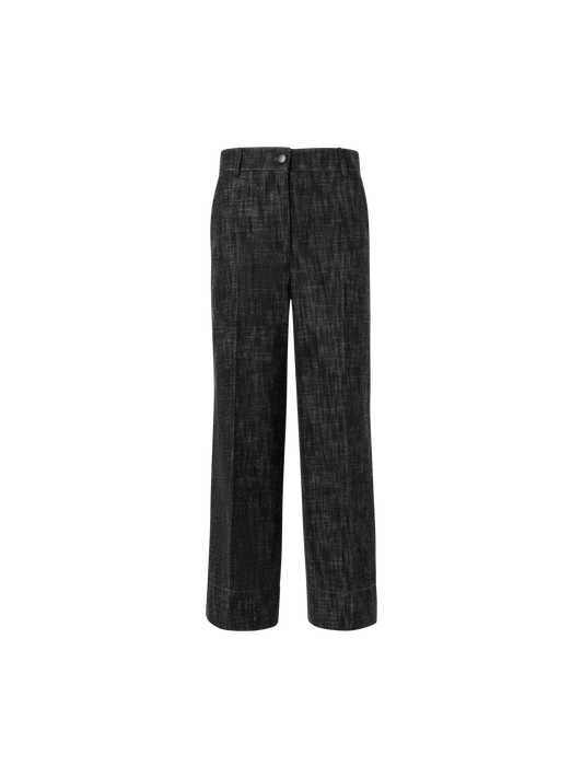 Designer Chiara Wide-Leg Pants in Washed Heavyweight Cotton-Denim - black