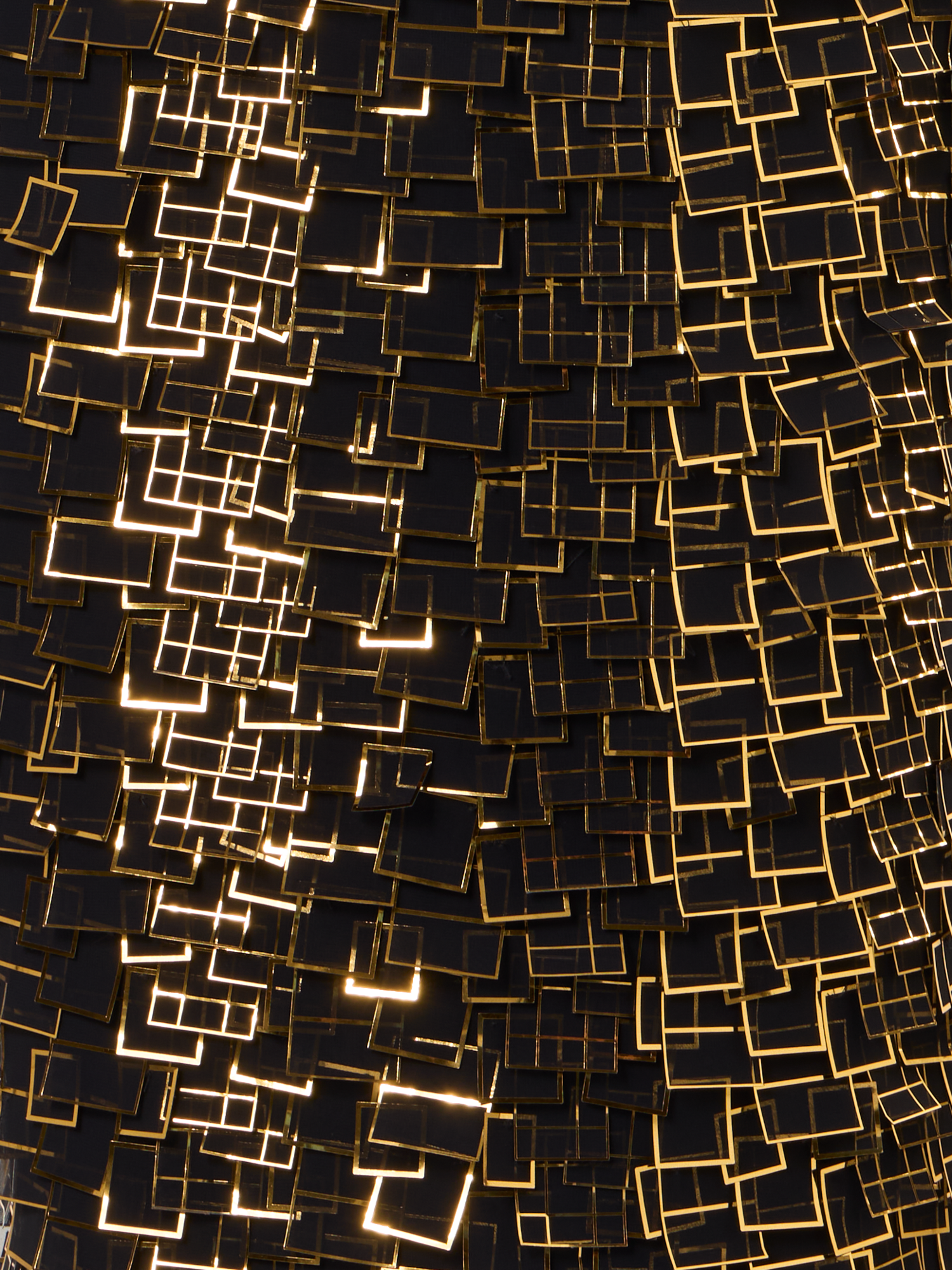 Designer Bustier Gown in Golden Frame Organza Tiles - gold - black